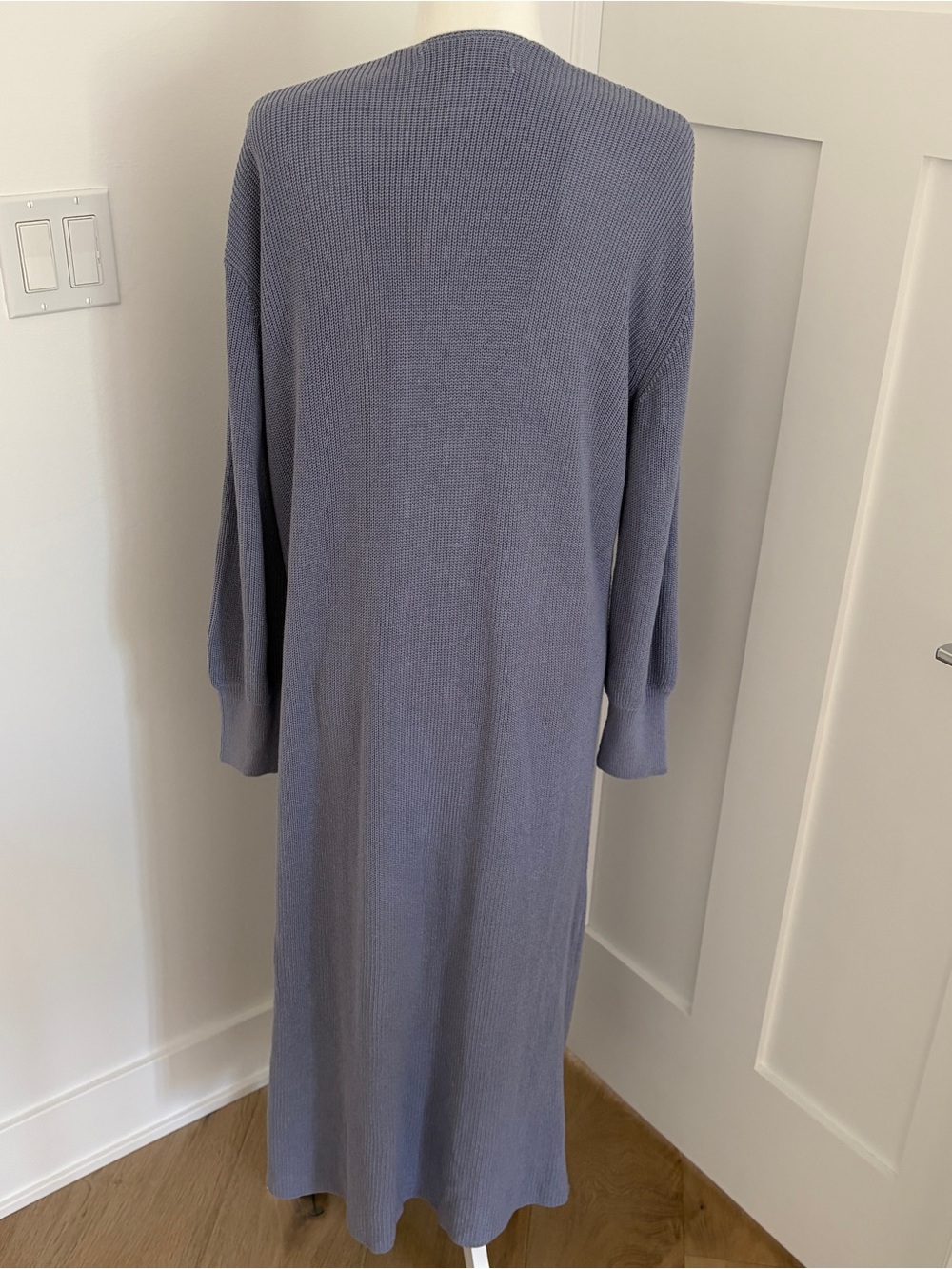 FP Beach Long Open Front Duster Cardigan Blue/Gray Knit Sweater XS*T30 - Picture 4 of 6
